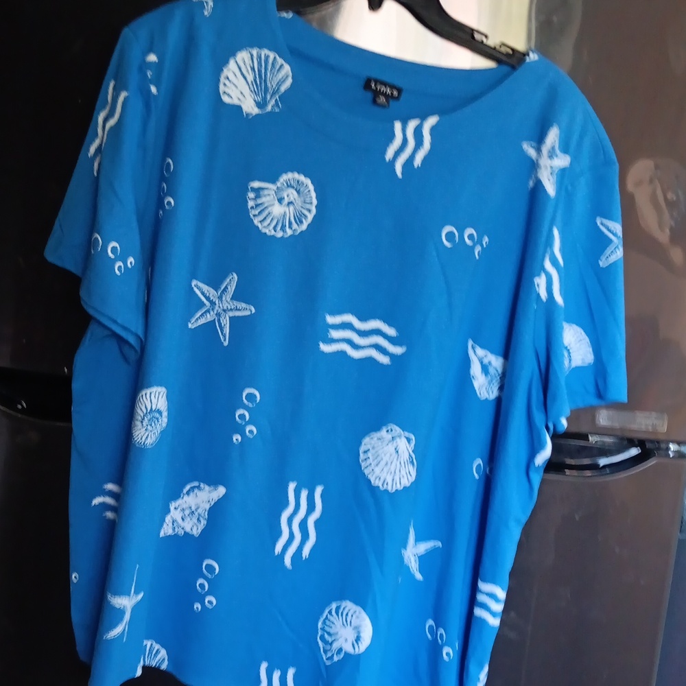 Blue and White Short Sleeve Tee
